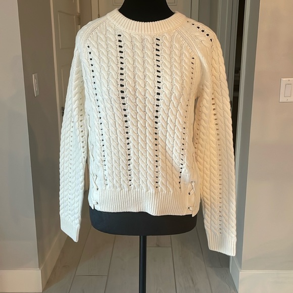 Derek Lam 10 Crosby Ivory Cable Knit Sweater Lace-Up XS NWT” - Picture 4 of 11